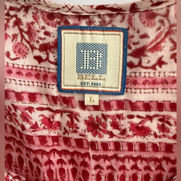 Alicia Bell Floral Beaded Tassel Tie VNeck Ruffle Ari Mini Dress Red Pink EUC - Picture 3 of 16